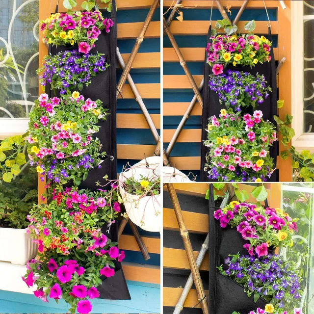 Vertical hanging outdoor planter