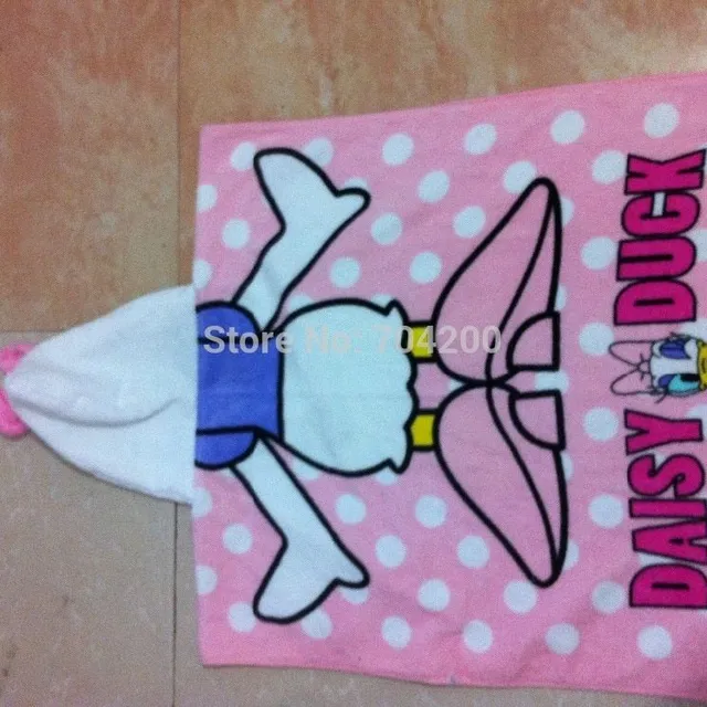 Children's beach towel with cartoon character prints and hood