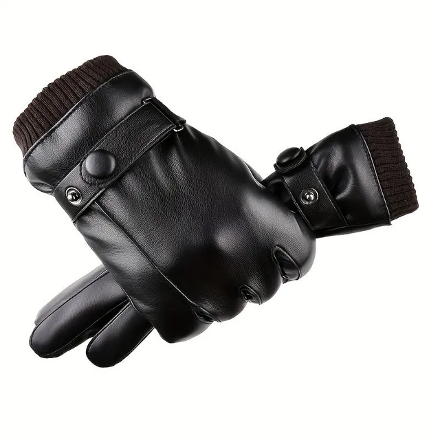 Leather gloves Plus Velvet warmed up for motorcycle and cycling