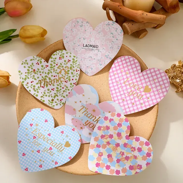 10 pcs of cute card in heart shape with text