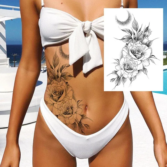 Tatuaj temporar sexy cu motive florale pentru femei