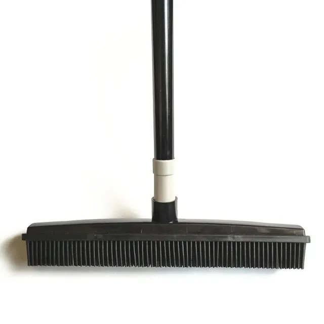 Anti-static broom with rubber bristles and telescopic handle