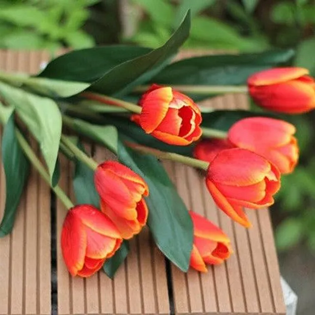 Csokor mesterséges tulipán 9 db - 6 szín