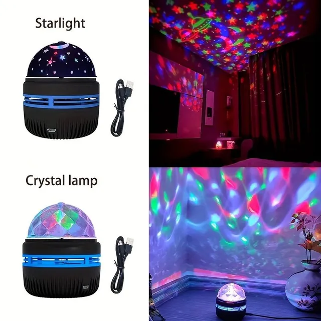 Multifunction USB Projection Light with Wave Effect, 7 Color, with Remote Control - For Living Room and Bedroom