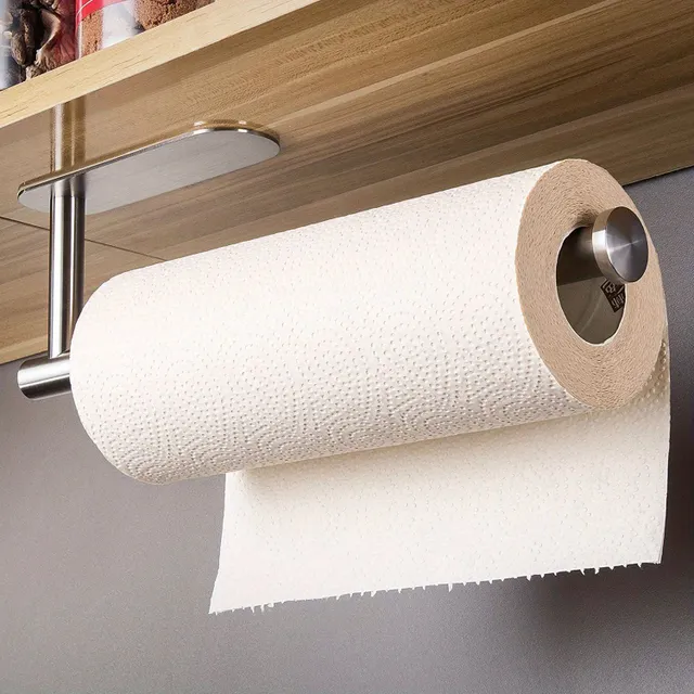 Suport autoadeziv pentru prosoape de hârtie sub dulap - În bucătărie și baie, pentru prosoape de bucătărie și hârtie igienică