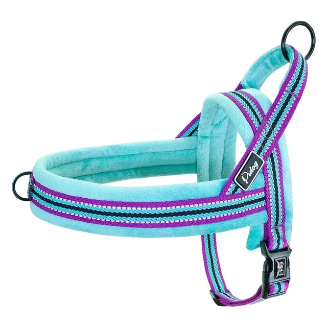 Adjustable reflective harness with handle Safety harness for small and large dogs Soft colored padded training harness with fur