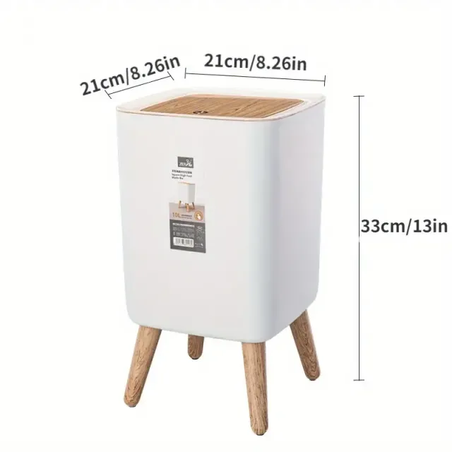 One piece high-legged large-capacity trash container, trash container with press-operated cover