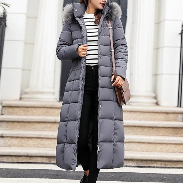 Női luxus téli hosszú kabát Nicol