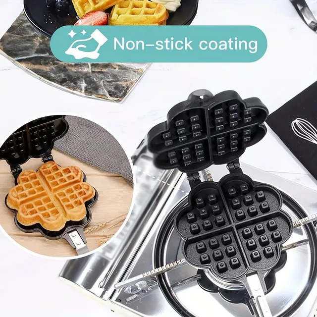 Heart shaped waffle maker - for easy and fun baking waffles, perfect gift for sweet lovers