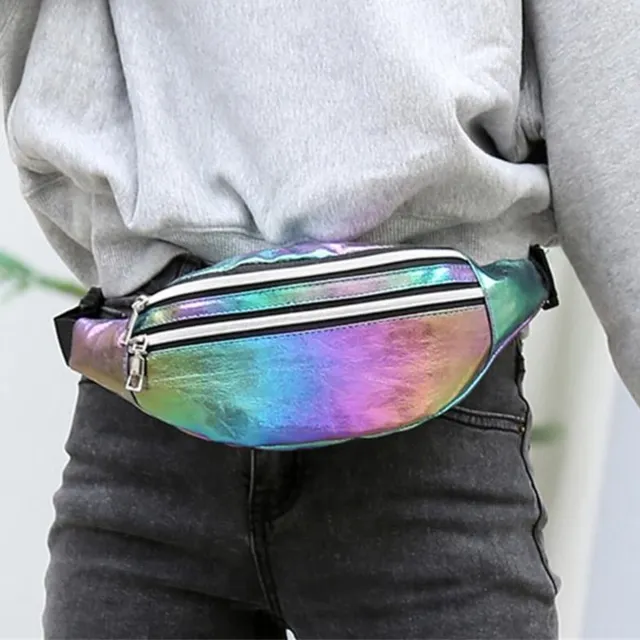 Stylish kidney bag with holographic Bryce look