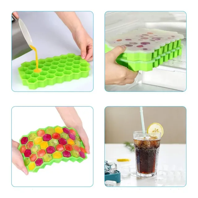 Silicone form for ice cubes with large capacity, lid and ice cream form