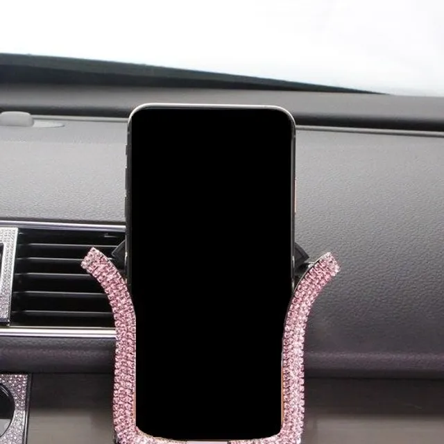 Mobile phone holder for car with rhinestones