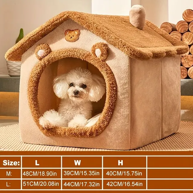 1pc Pet Bed House For Dogs, Removable And Washable Dog Kennel House, Winter Warm Dog Bed Soft And Comfortable Puppy Cave Nest