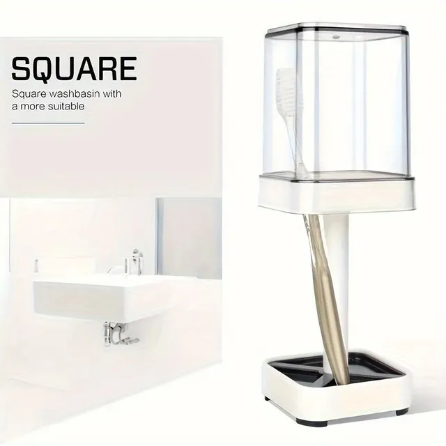 Modern minimalist toothbrush stand with integrated glass