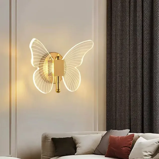 Nástěnná LED lampa ve tvaru motýla - moderní kovová a akrylová lampa s nastavitelnou barevnou teplotou