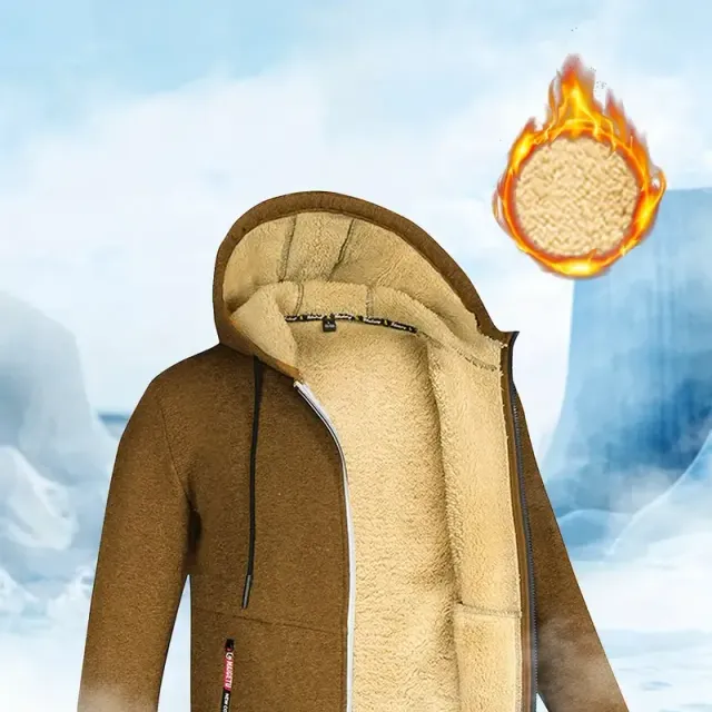 Men's winter sherpa hoodie - warm and stylish with zipper