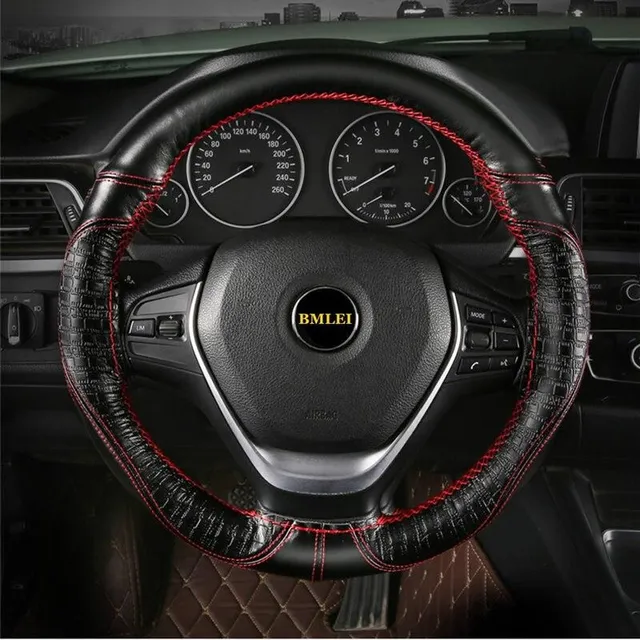 Leather steering wheel cover