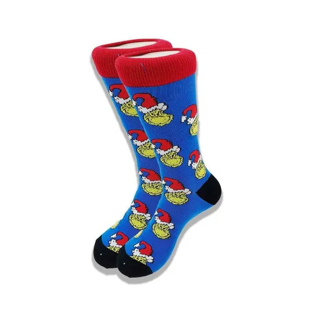 Unisex high socks with Christmas print Grinch and others