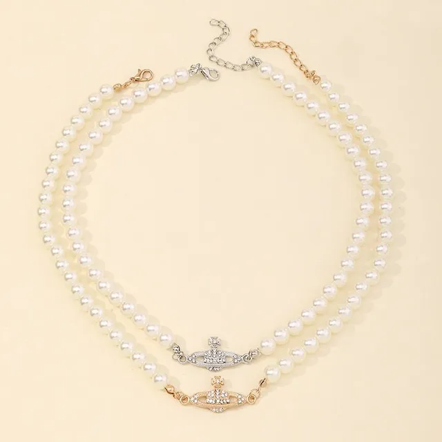 Saturn pearl necklace