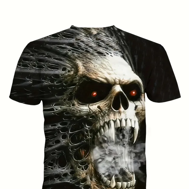 Men's Y2K style skull t-shirt, comfortable, slightly stretchy, short sleeves