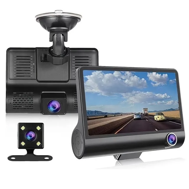 4.0inch Full HD Trojan Car Camera with Front, Interior and Rear Camera - Parking Assistant and Endless Records