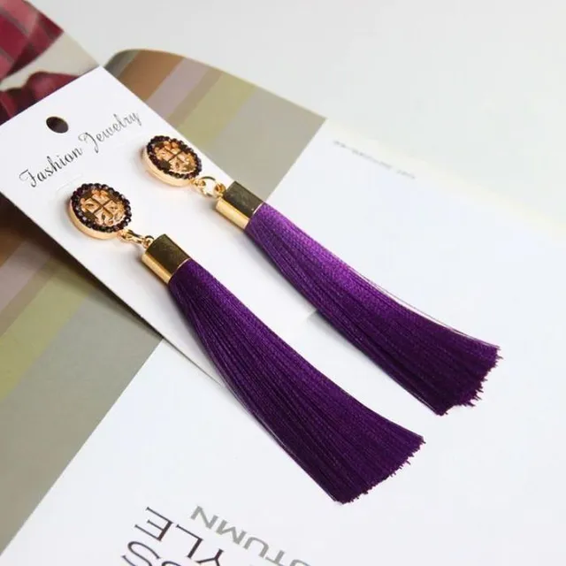 Earrings with fringes barva-fialova