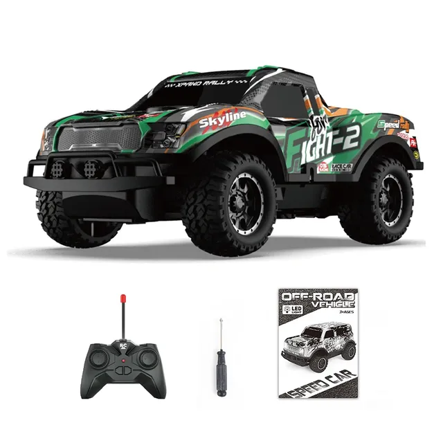 Shining remotely controlled off-road car with graffiti