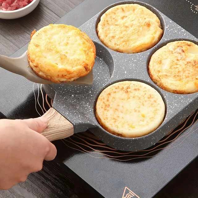 Pan for 4 eggs, 4 sections, stone non-sticky surface, gas and induction stove
