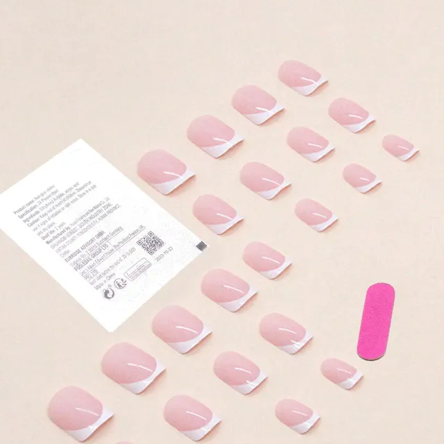 24 Piece Fake Nail Set with Short Square Minimalist Full Coverage