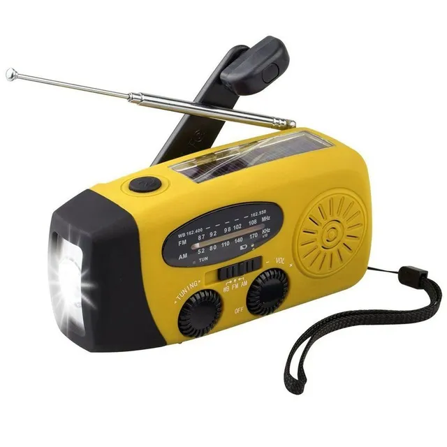 Radio de urgență portabil cu panou solar și lanternă Powerflashlight 2000mAh