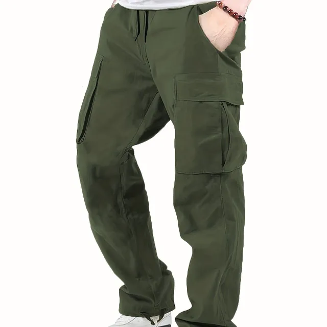 Men's cargo pants made of cotton, comfortable cut, straight pants, multifunctional pockets, ideal for outdoors and free