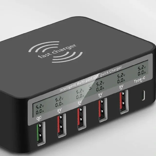 Charging station 6 ports with wireless charging