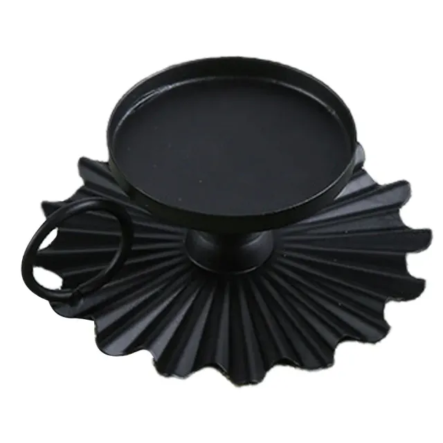 Dekorativní stojan na svíčky ze železa v černé barvě - 10 cm