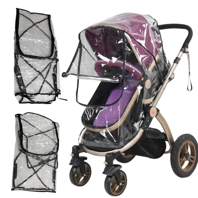 Transparent raincoat for baby stroller - universal size for sports stroller