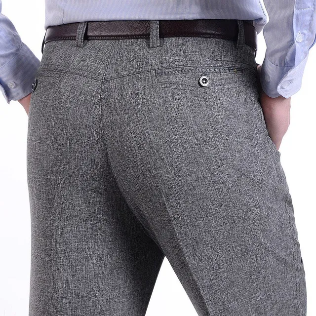 Men's elegant high-waisted formal trousers