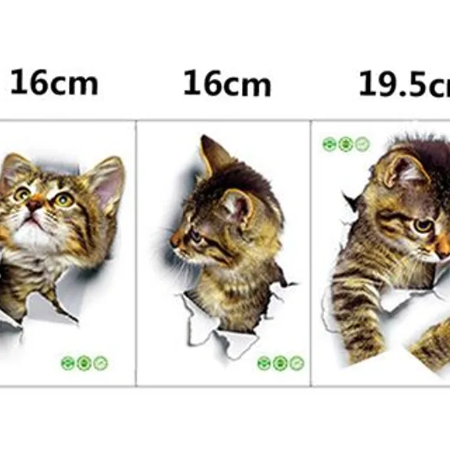 Autocolant 3D drăguț cu pisici