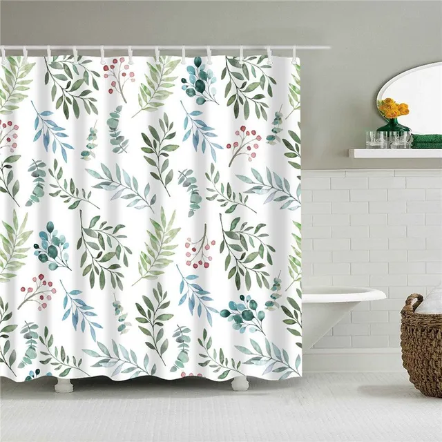 Practical bathroom curtain with flower motif