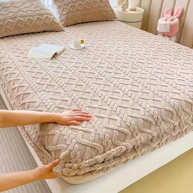 1 buc. Protecție saltea din flanelă monocromatică, lenjerie de pat moale și confortabilă cu buzunar adânc, potrivită pentru dormitor, camere de oaspeți, fără față de pernă personalizată