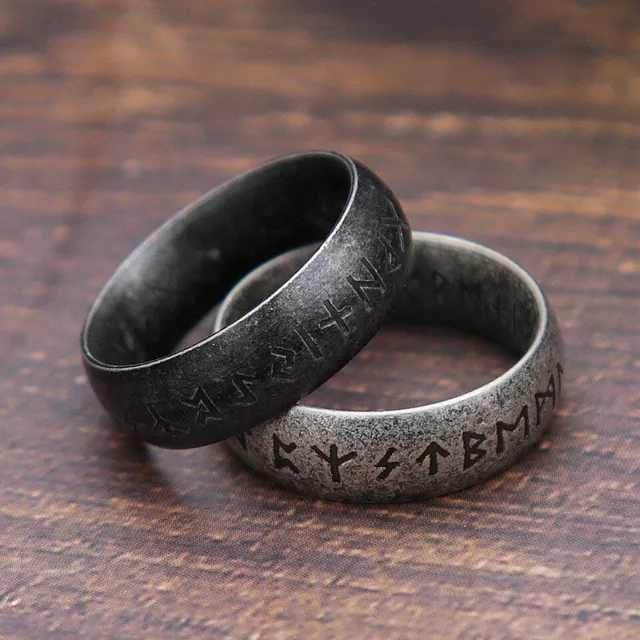 Men's luxury Nordic ring with runes Paul