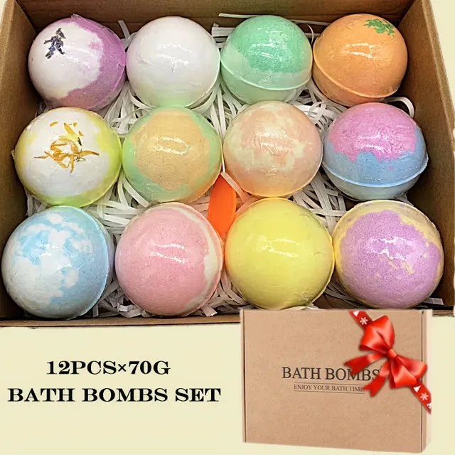 12pcs/set bath bombs, moisturizing scrub for dry skin, bath bombs with essential oil, sparkling bath bombs ideal for bubble and spa bath