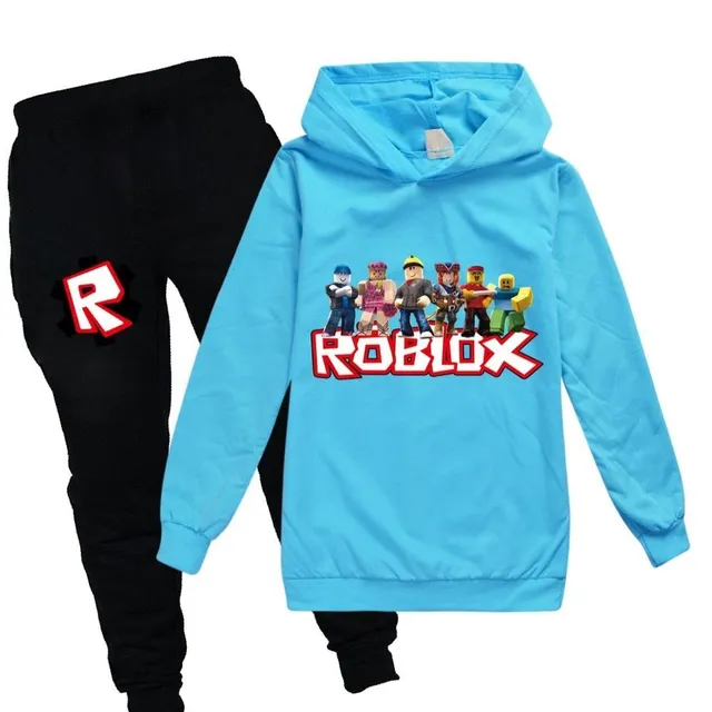 Dětská tepláková souprava Roblox Build a9-light-blue-black 5-6-let