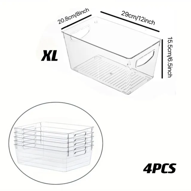 2/4/6pcs Storage boxes for fridge with transparent walls and handles