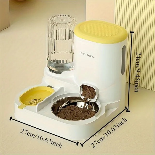 Automatic feeder and water for pets with stainless steel bowls