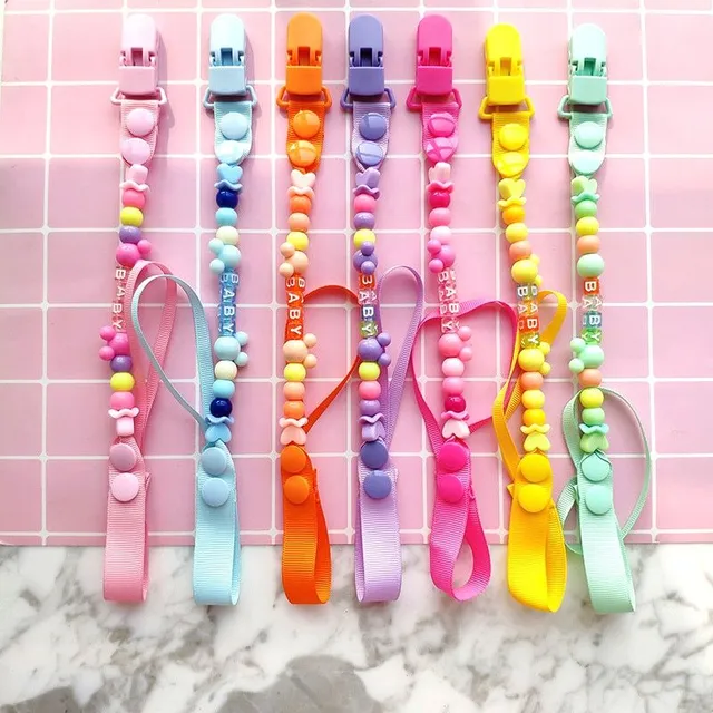 Colored beaded pacifier clip