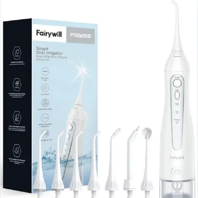 Portable oral irrigator with 3 modes Waterproof oral shower with tank capacity 300 ml Electric cleaner between toothrooms with replacement head IPX7 15.2 x 5 cm