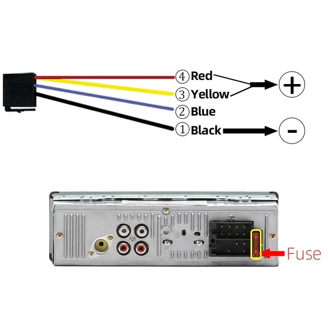 Universal radio with colored LED sublight, bluetooth, AUX, USB, microSD card reader - 1DIN connection