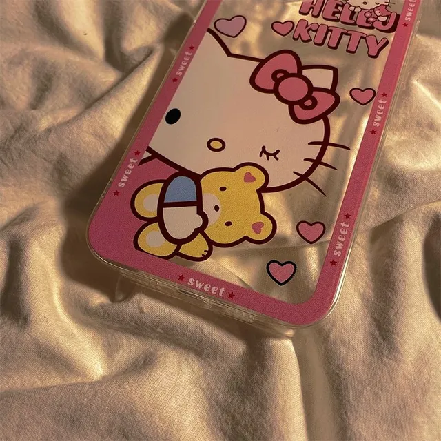 Husă frumoasă din silicon pentru iPhone cu motiv de pisicuță