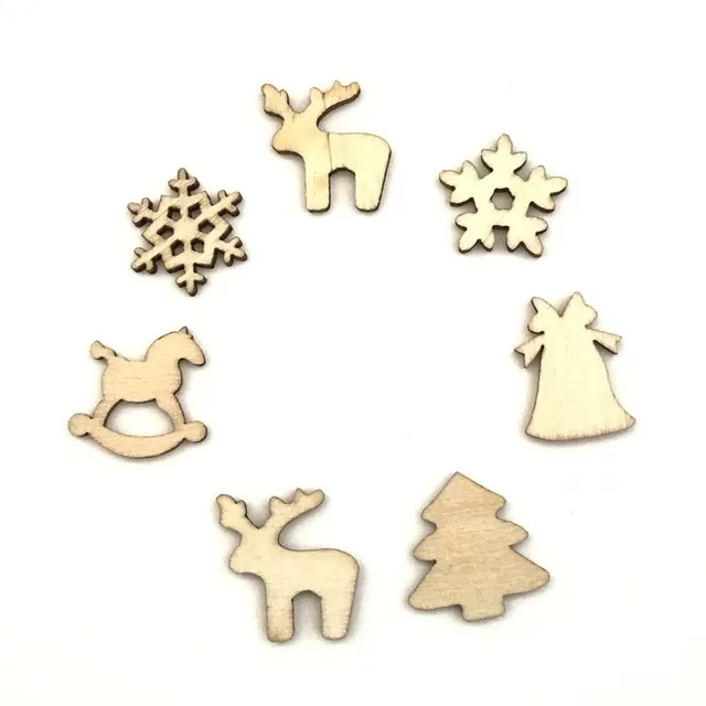 Small wooden tree ornaments - 100 pcs