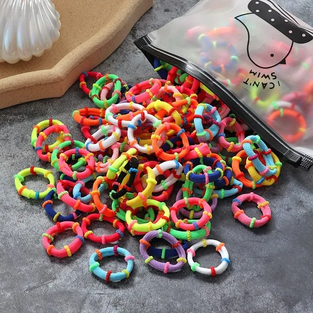 Beautiful hair elastics - 100 pieces