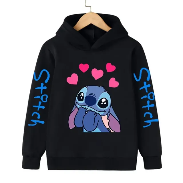 Hanorac pentru copii cu glugă și imprimeu drăguț Stitch